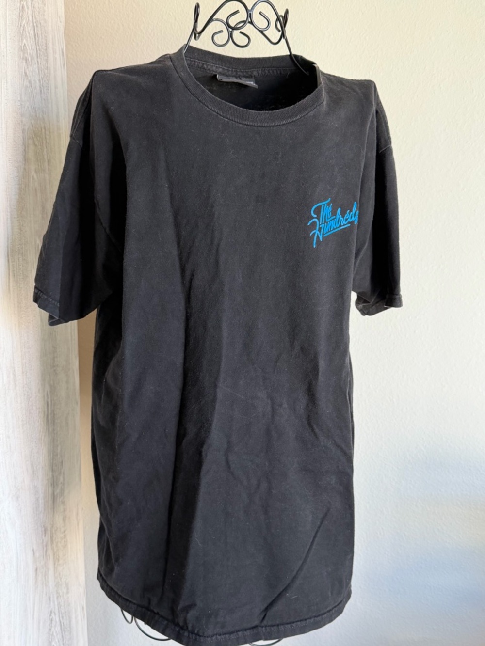 The Hundreds Black Short Sleeve Tee with Blue Script Logo